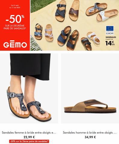 Catalogue GÉMO | -50% sur la deudième paire de sandales | 28/04/2022 - 17/05/2022