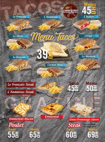 Promos de Restaurants | Tacos de France Rabat Menu 2021 sur Tacos de France | 27/01/2021 - 30/06/2022