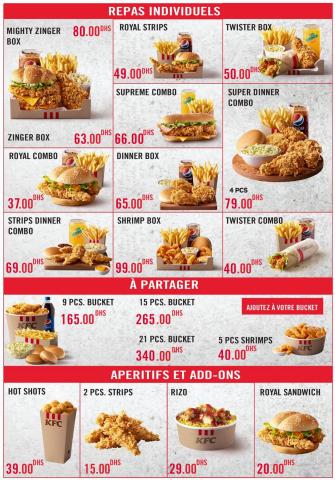 Catalogue KFC à Boufakrane | Menu | 20/04/2022 - 31/07/2022