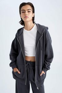 Oversize Fit Thick Sweatshirt Fabric Cardigan offre à 349 Dh sur Defacto