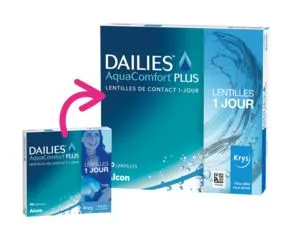 Lentilles de contact Dailies AquaComfort Plus x Krys Boîte de 90
                                    
                                      Alcon offre à 37,85 Dh sur Krys
