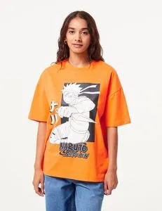 Tee-shirt orange oversize NARUTO X DCM JENNYFER offre à 7,99 Dh sur Jennyfer