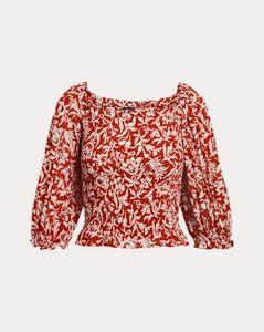 Floral Blouson-Sleeve Smocked Crepe Top offre à 37560 Dh sur Ralph Lauren