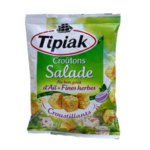 Croûtons salade au bon goût d ail et fines herbes 50g - TIPIAK offre à 19,25 Dh sur Marjane